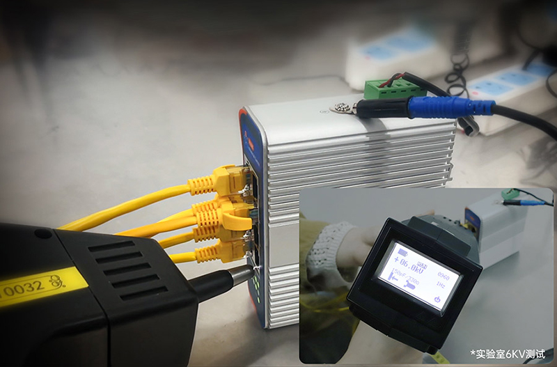 工業(yè)級交換機(jī)的防雷擊測試，可實(shí)現(xiàn)6000V雷電或浪涌電壓下正常工作